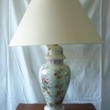 Painted porcelain lamp with flower decoration 67 cm