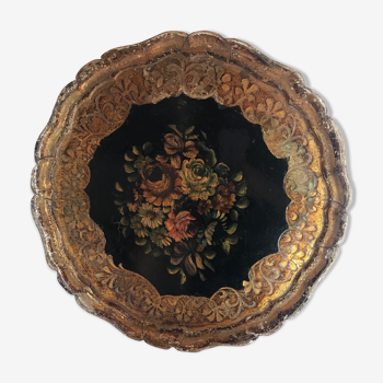 1950 French maché paper tray, hand-painted