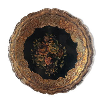 1950 French maché paper tray, hand-painted