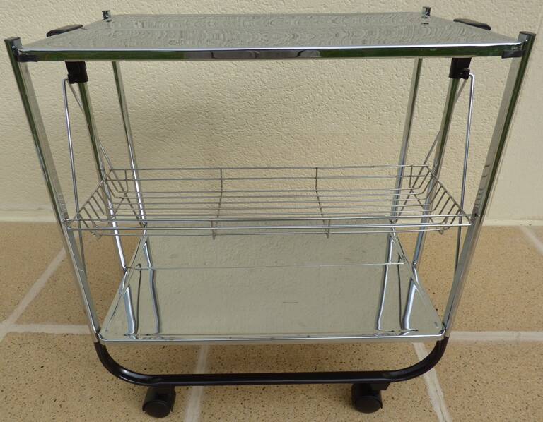 Vintage 50s Textane style rolling and folding trolley on its large