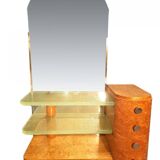 Art Deco dressing table in light wood and glass slabs