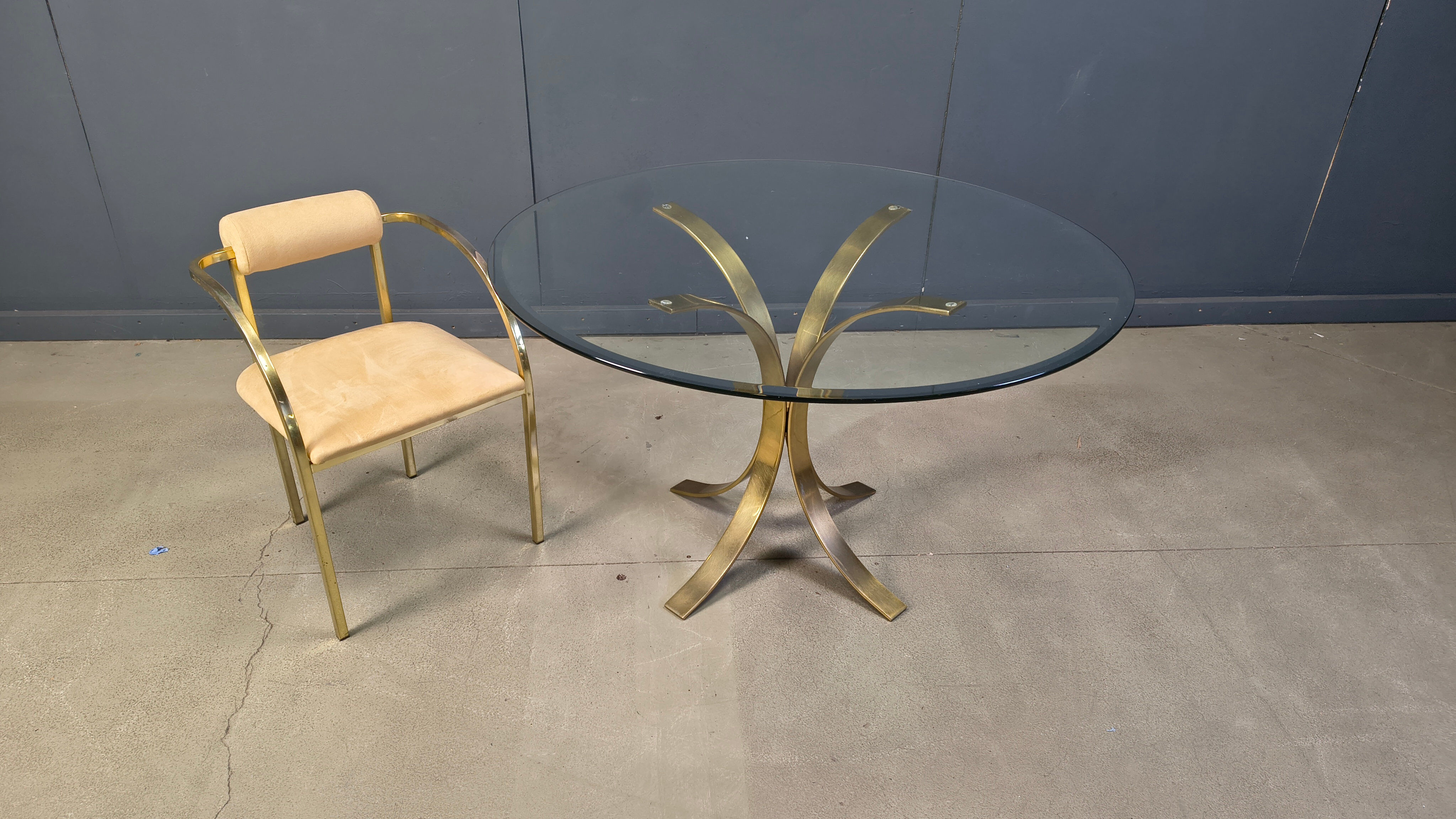 Vintage brass dining set by Belgochrom, 1970s