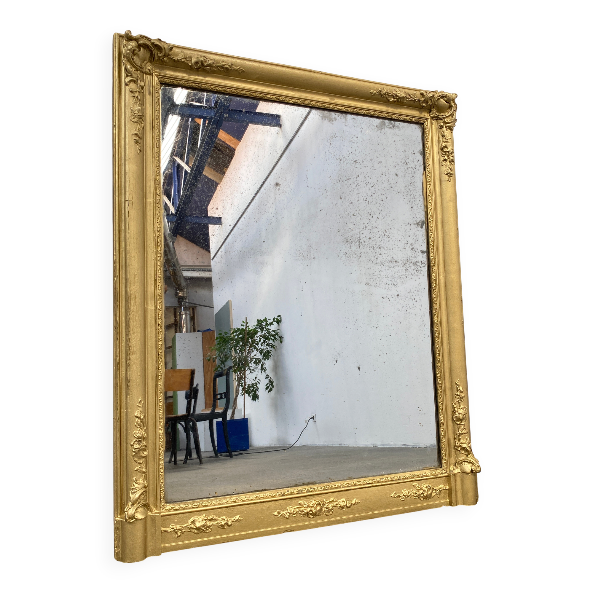 Wooden Stucco and Gilded Mirror, Height 115cm, 19th Century, France