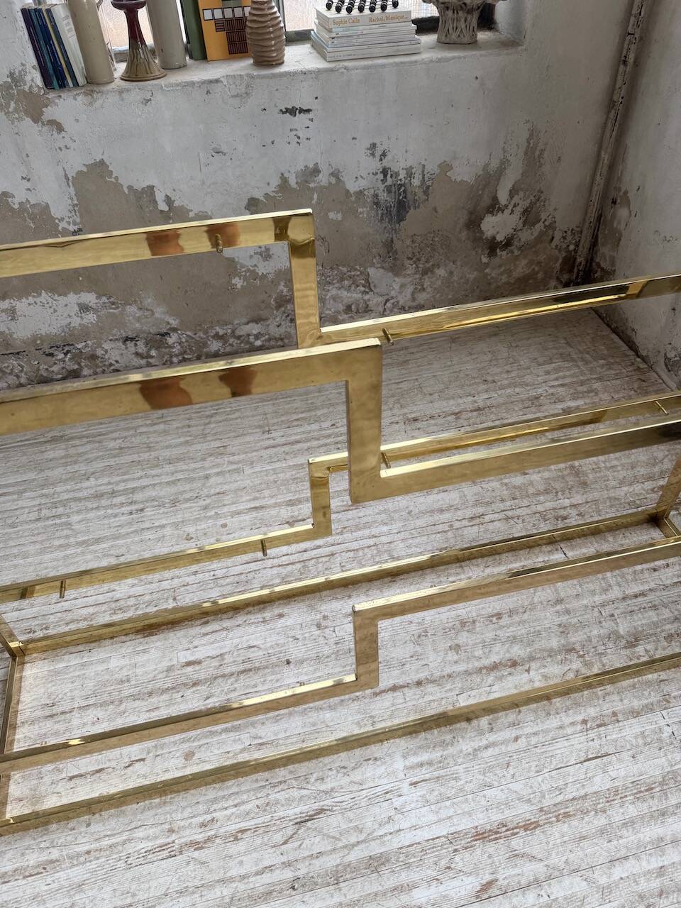 Brass shelf 1970 Belgo Chrom regency