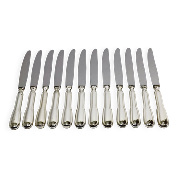 Sfam - 12 couteaux de table en métal argenté filets