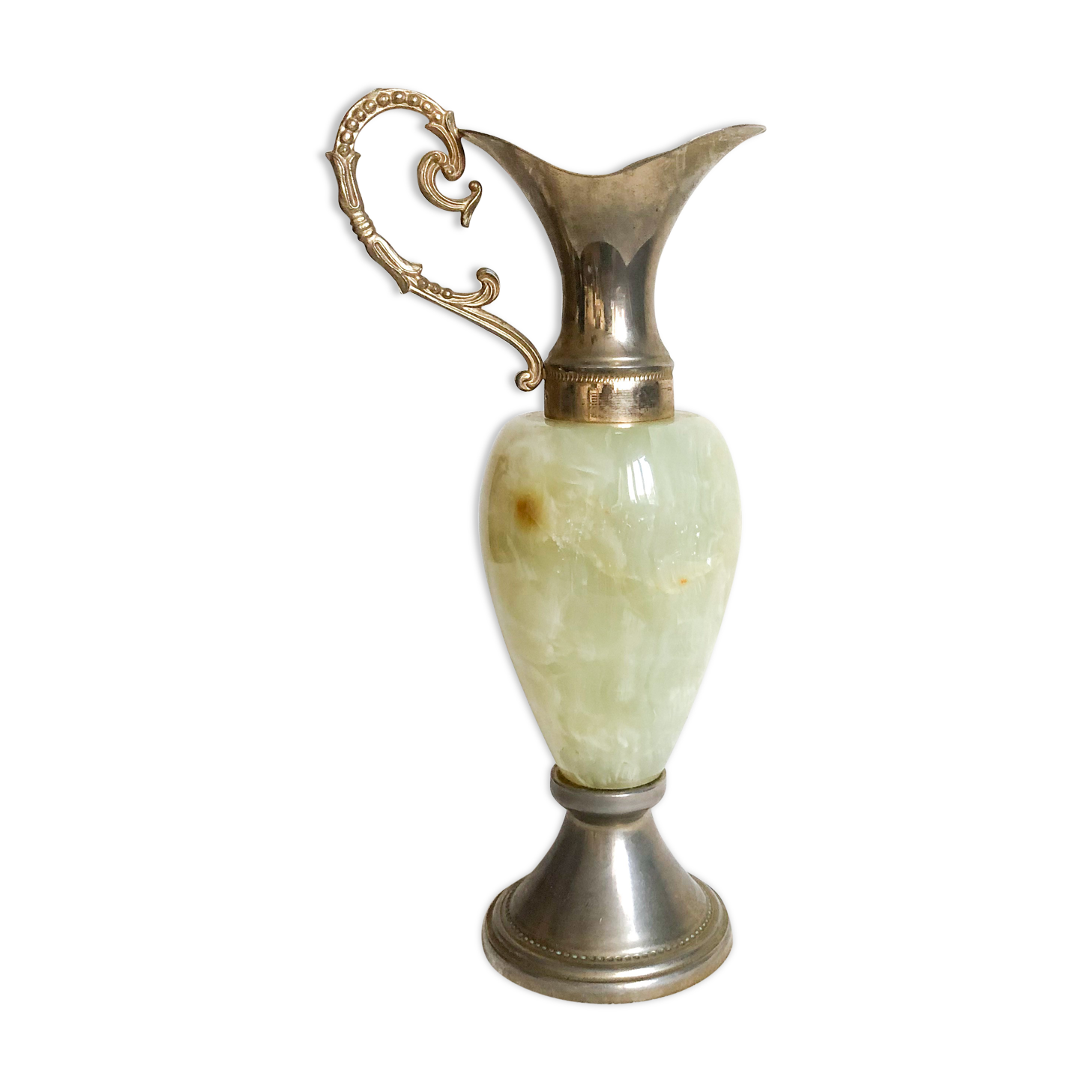 Pakistan silver metal and onyx soliflore