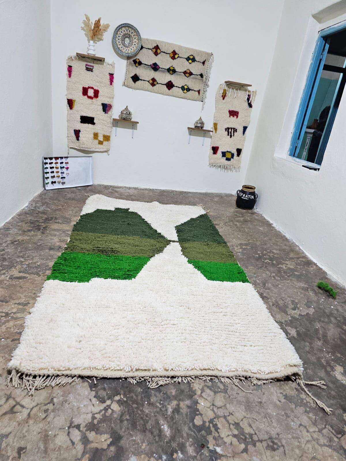 Tapis berbère vert en laine 140/260cm
