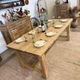 Renovated solid oak farmhouse table with 2 drawers