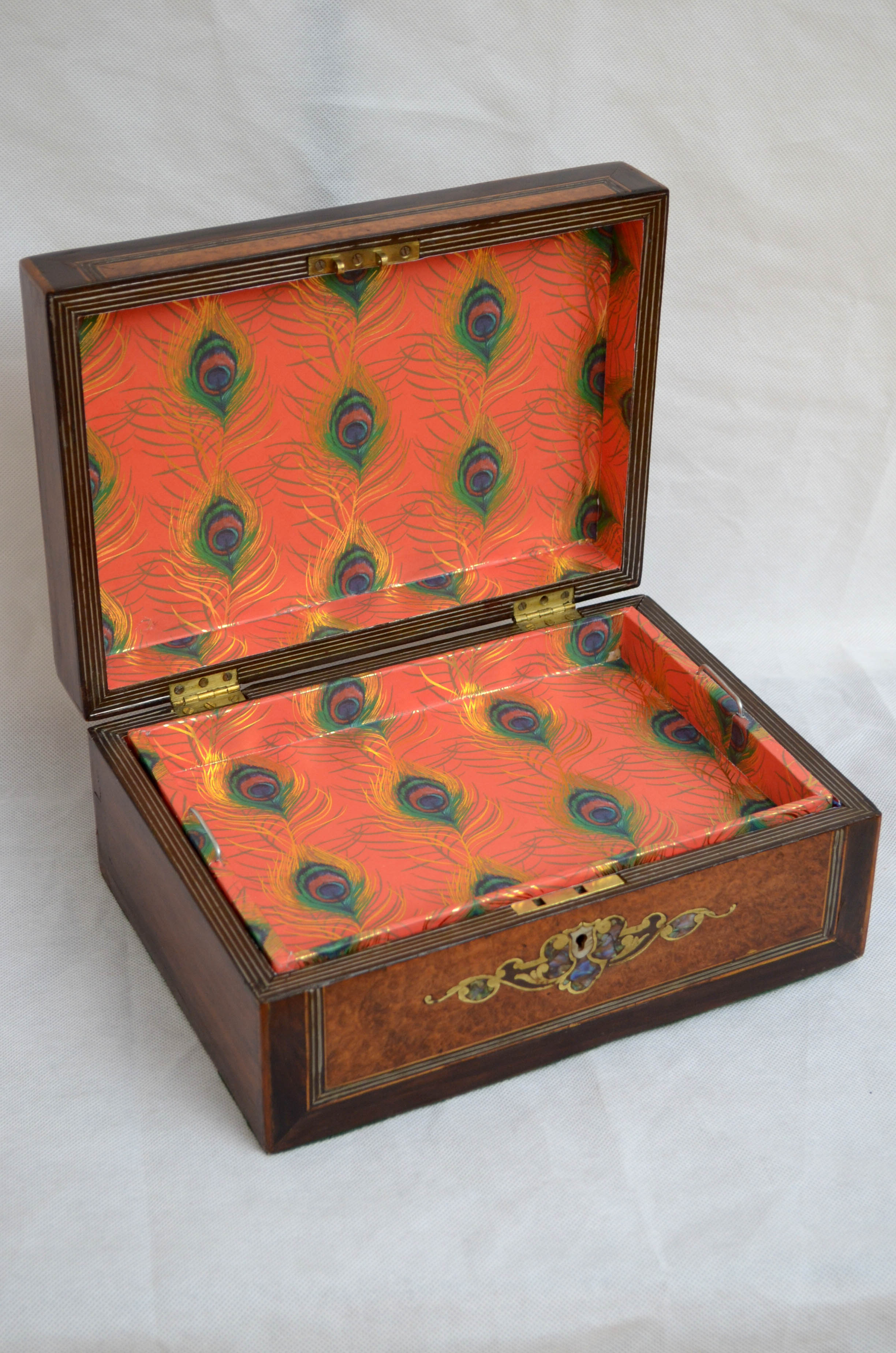 Victorian jewellery box in amboyna