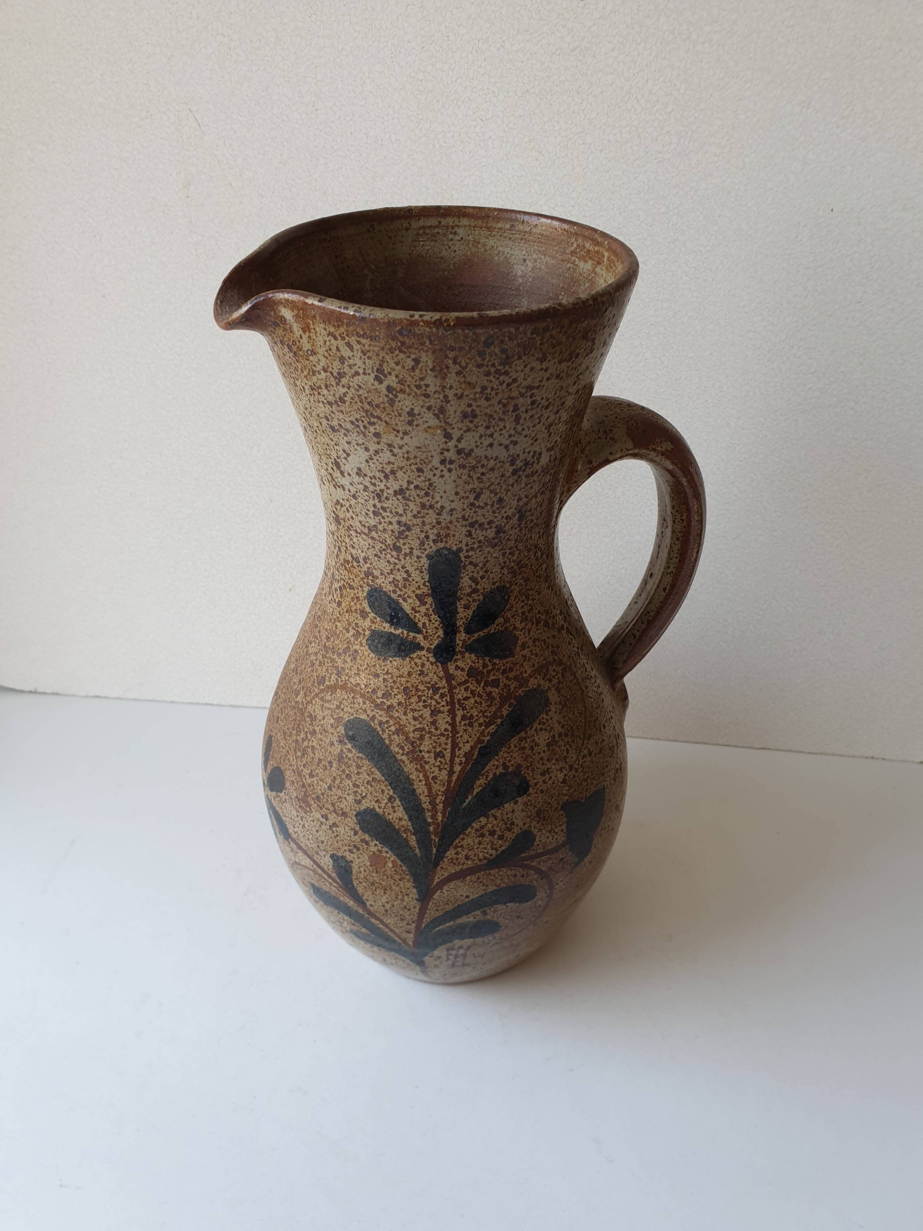 Large glazed stoneware ceramic pitcher Le refuge - 29cm