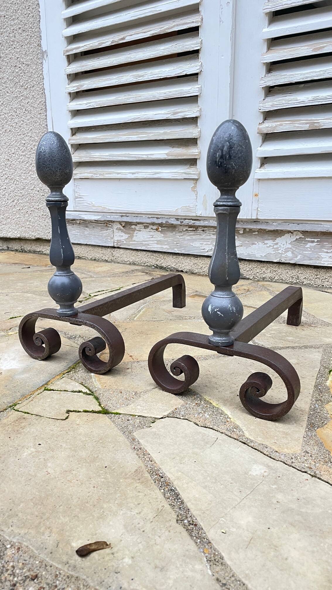 Paire de CHENETS Géométriques VINTAGE