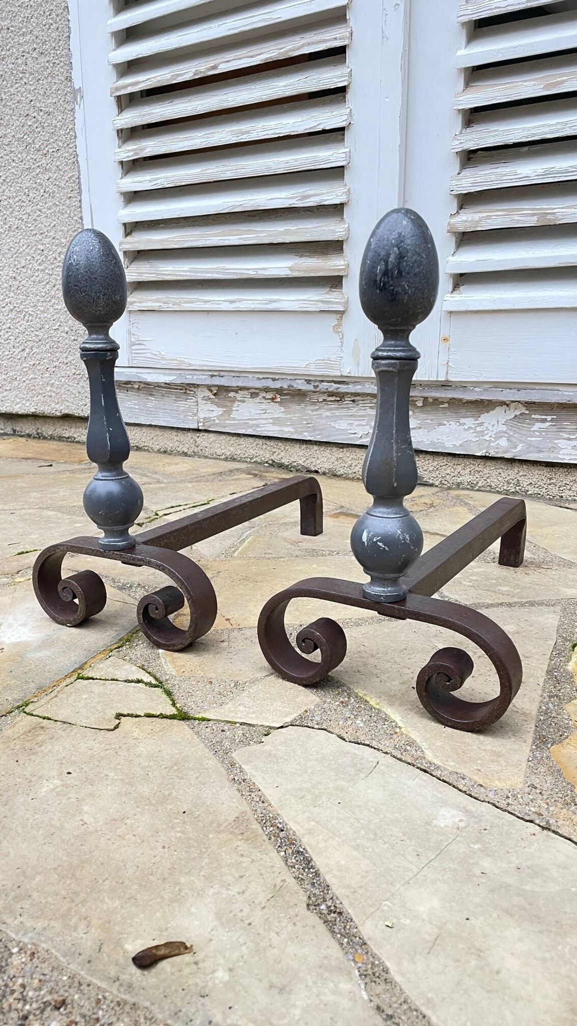 Paire de CHENETS Géométriques VINTAGE