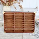 Vintage wall shelf, craft furniture style - Wood and gold metal
