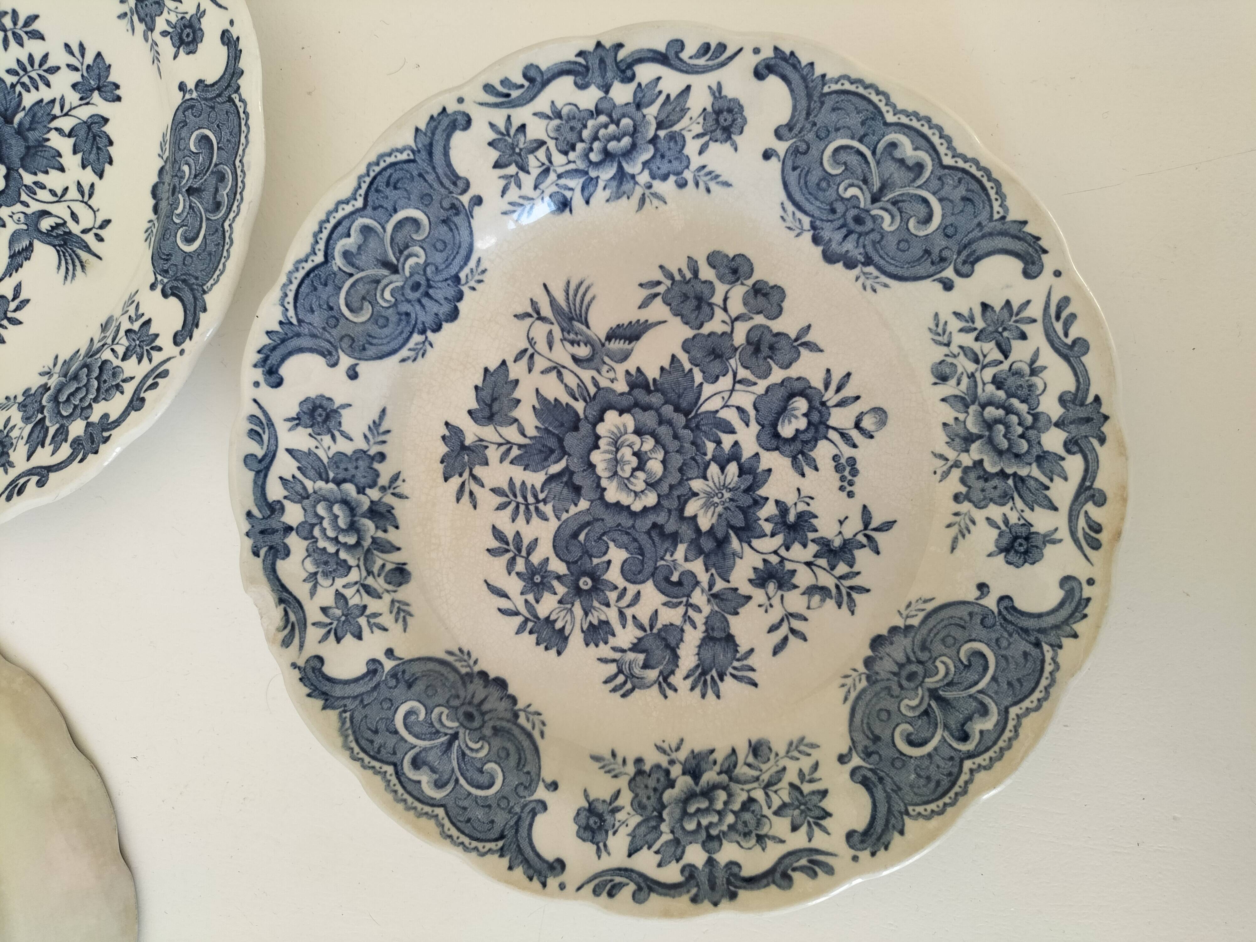 4 assiettes à dessert anglaises Ridgway Windsor bleues – Staffordshire