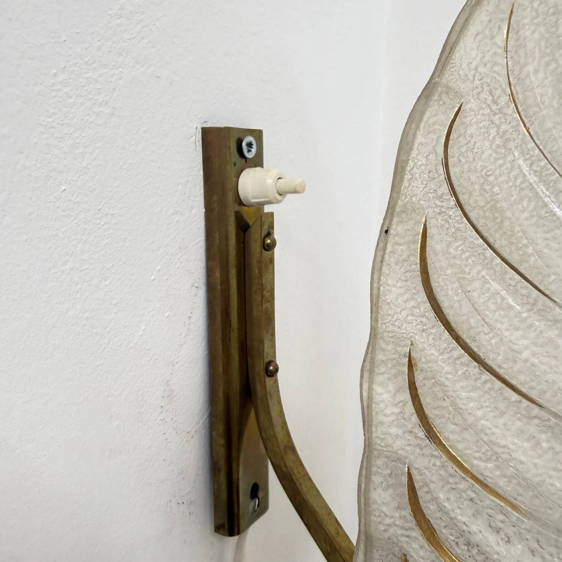 Art Deco brass and glass sconce by Ezan, France, 1940s