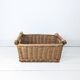 Panier Vintage Anse Rangement Mid Century Panier en osier tressé marron Travail manuel Hygge Skandi