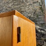 Armoire en chêne 3 portes miroir pieds compas