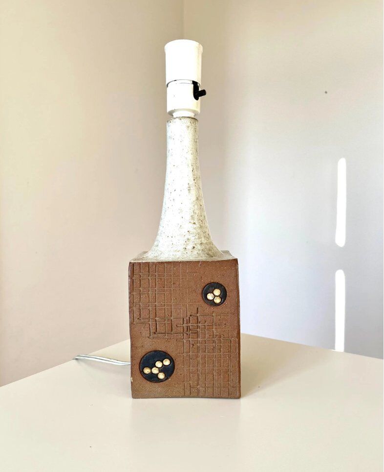 Vintage Danish table lamp in stoneware by Mette Løkke Stiil for Axella, 1970s