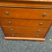 Chest of drawers with 4 drawers in Louis Philippe style, stained cherry wood, 1980.