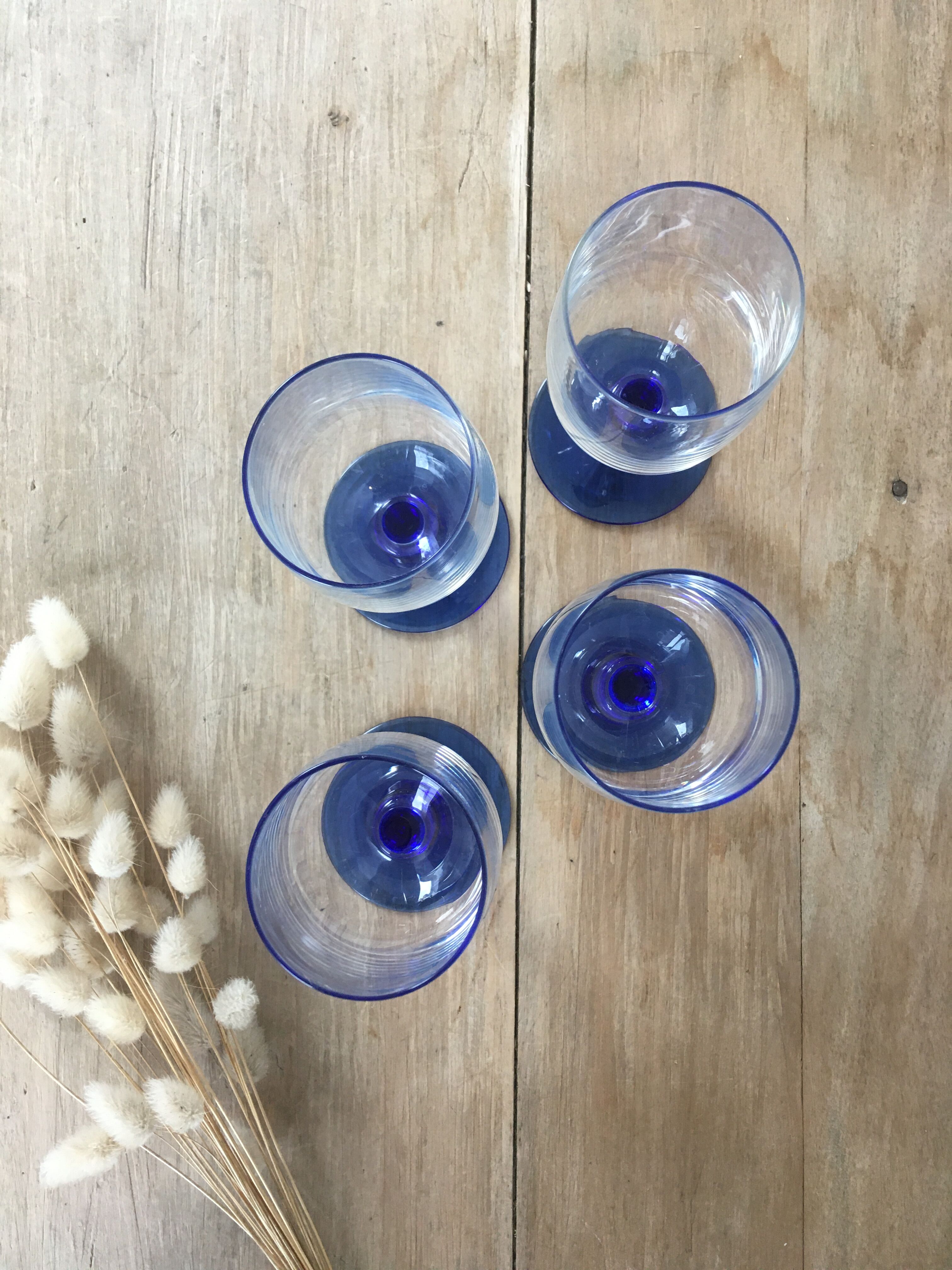 Vintage blue foot glasses