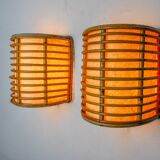Pair of rattan sconces France 1960