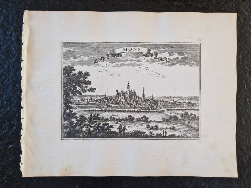 17th century copper engraving "Mons" By Sébastien de Pontault de Beaulieu (1612-1674)