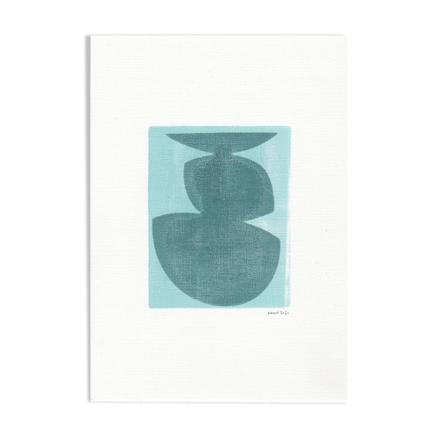 Painting on paper • turquoise blue m720 • signed eawy
