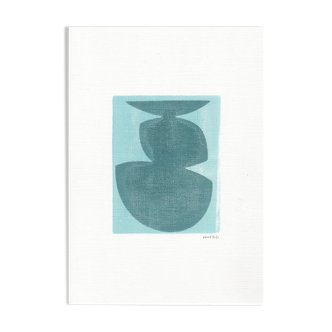 Painting on paper • turquoise blue m720 • signed eawy