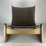 Brutalist lounge low relax chair in bouclé by Carl Straub, 1970s