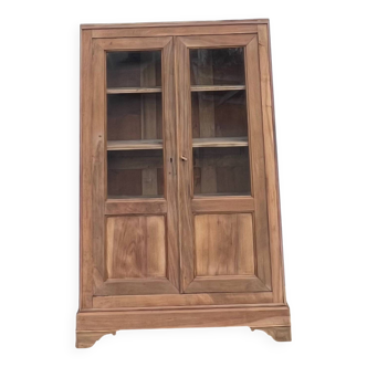 Armoire parisienne ancienne vaisselier bibliothèque en bois massif brut