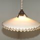 Vintage French Art Deco White Opaline Glass Pendant Light with Frilled Edge 5563