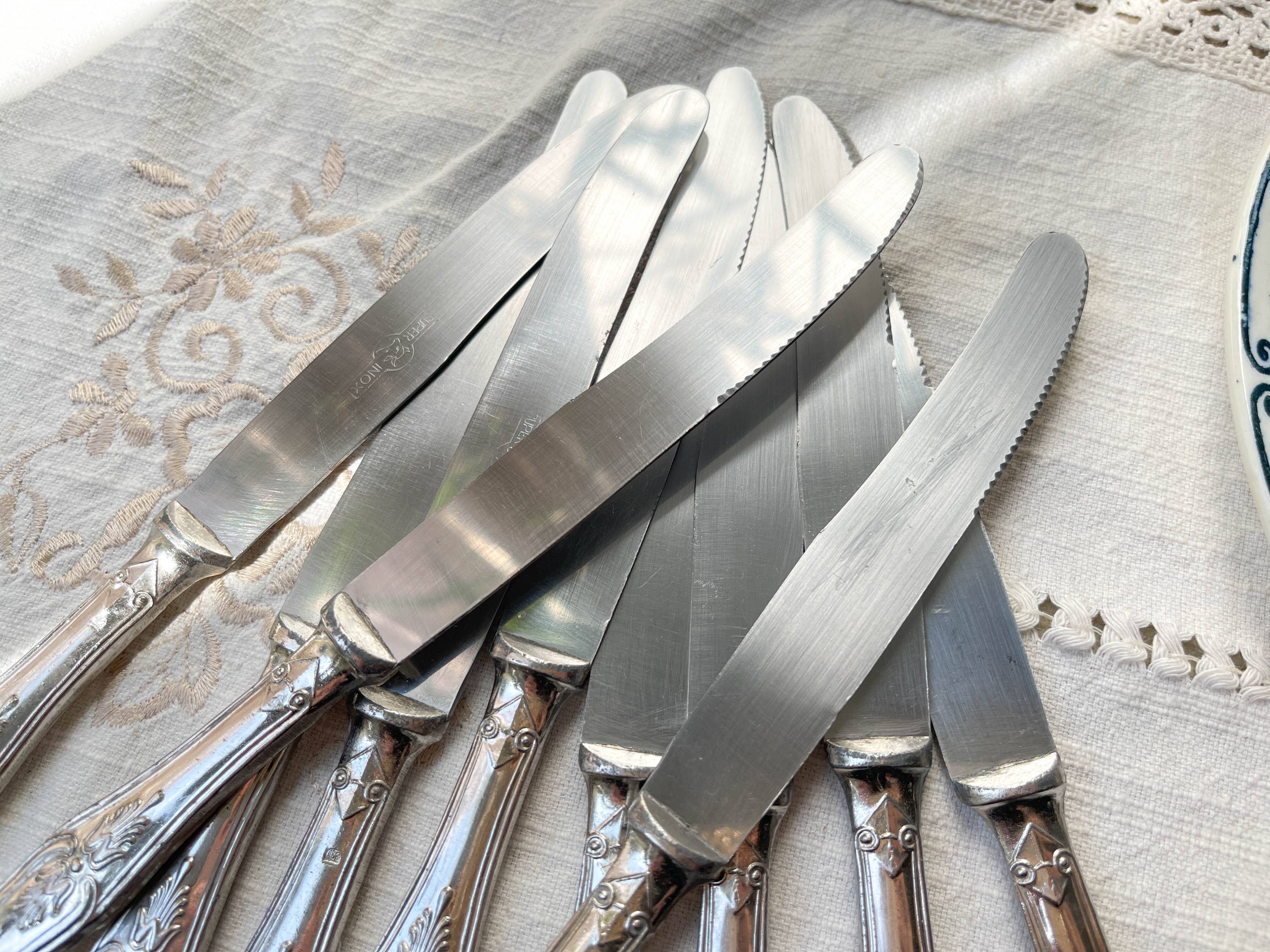 10 Vintage Rocaille Style Metal Knives