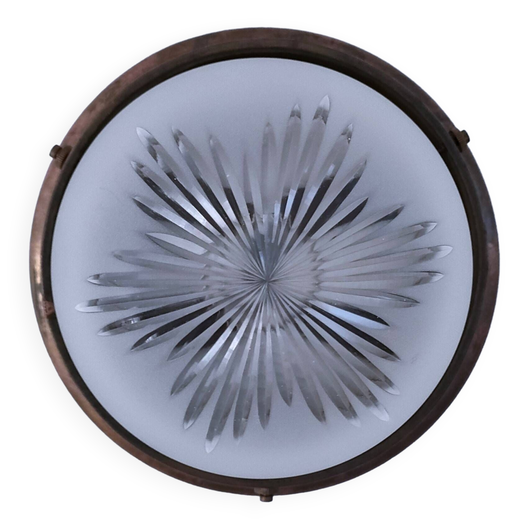 Shell glass and brass ceiling light, early 20th century