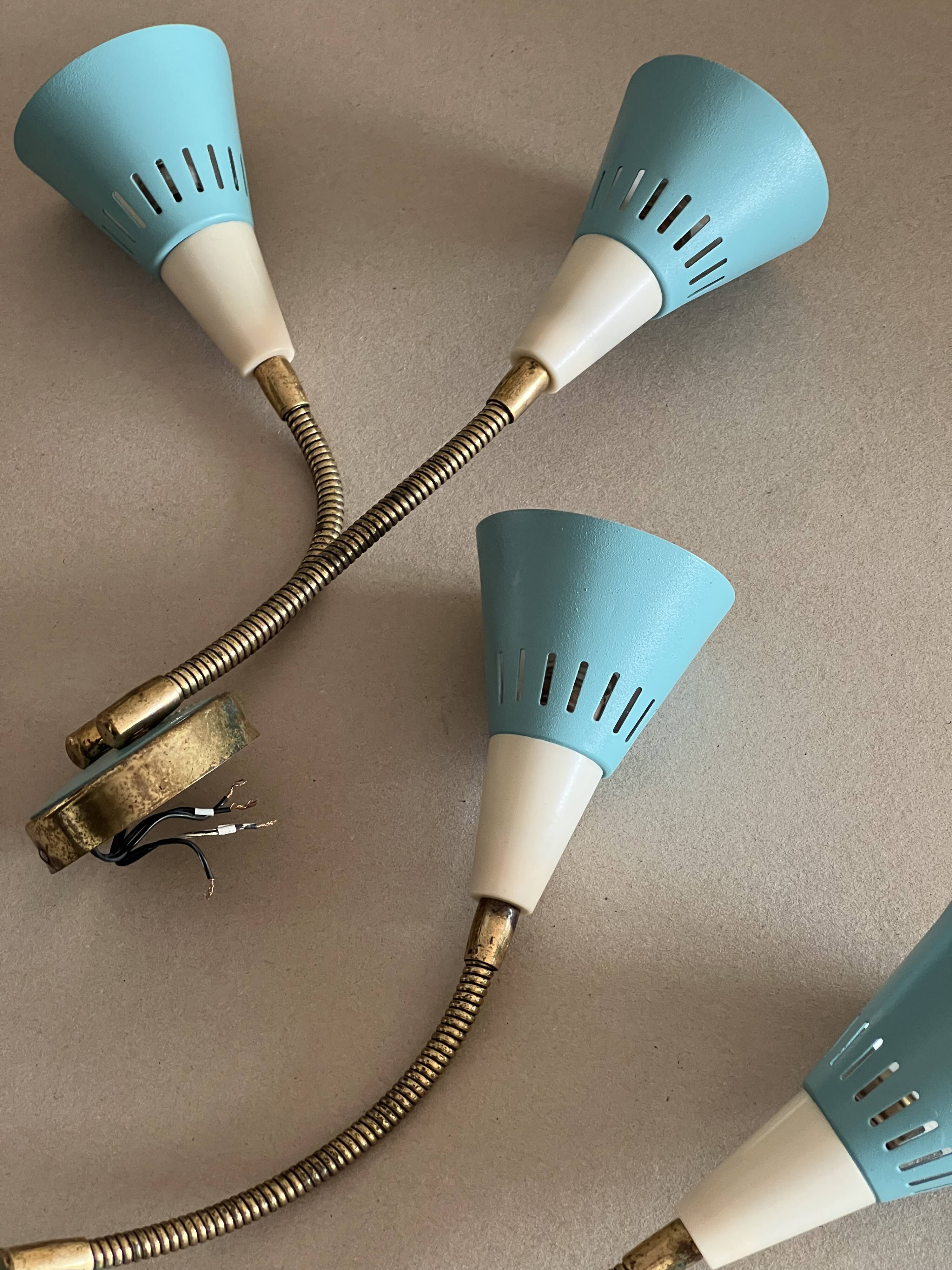 Pair of vintage Stilnovo style wall lights, 50-60s