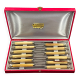 Box 12 stainless steel knives art deco horn