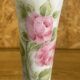 Vase and white eopaline glass set with painted floral decoration - Paris, vintage