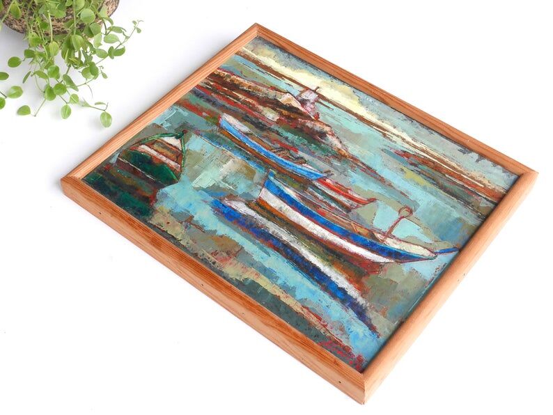 Painting, Marine to boats by Paul Kérouédan, 70s