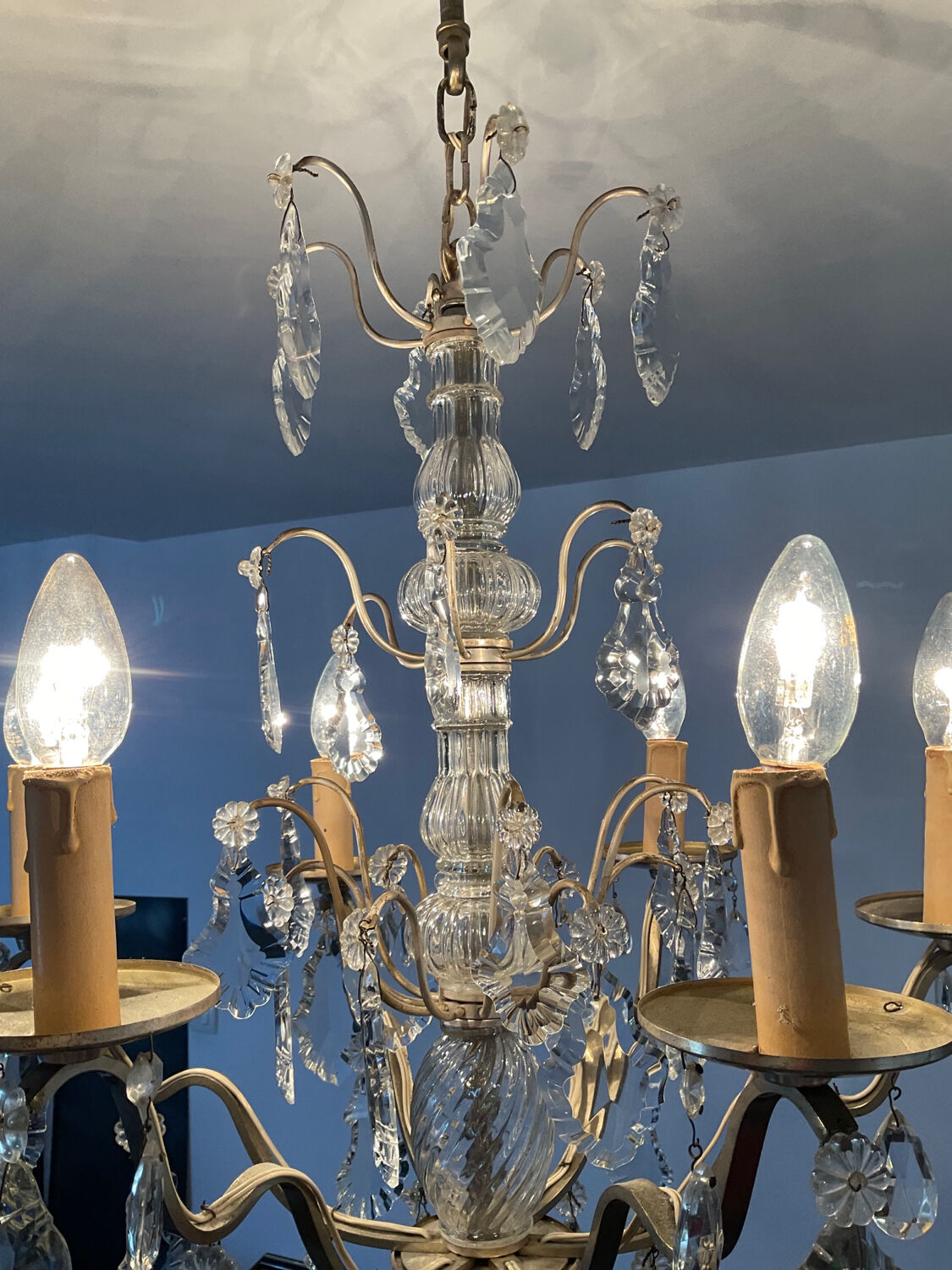 Girandole chandelier with crystal drops from the 60s and 70s