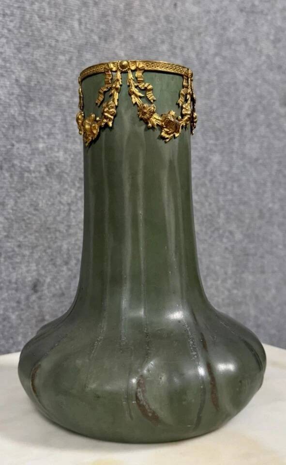 Denbac: ceramic and gilded bronze vase from the Art Nouveau period
