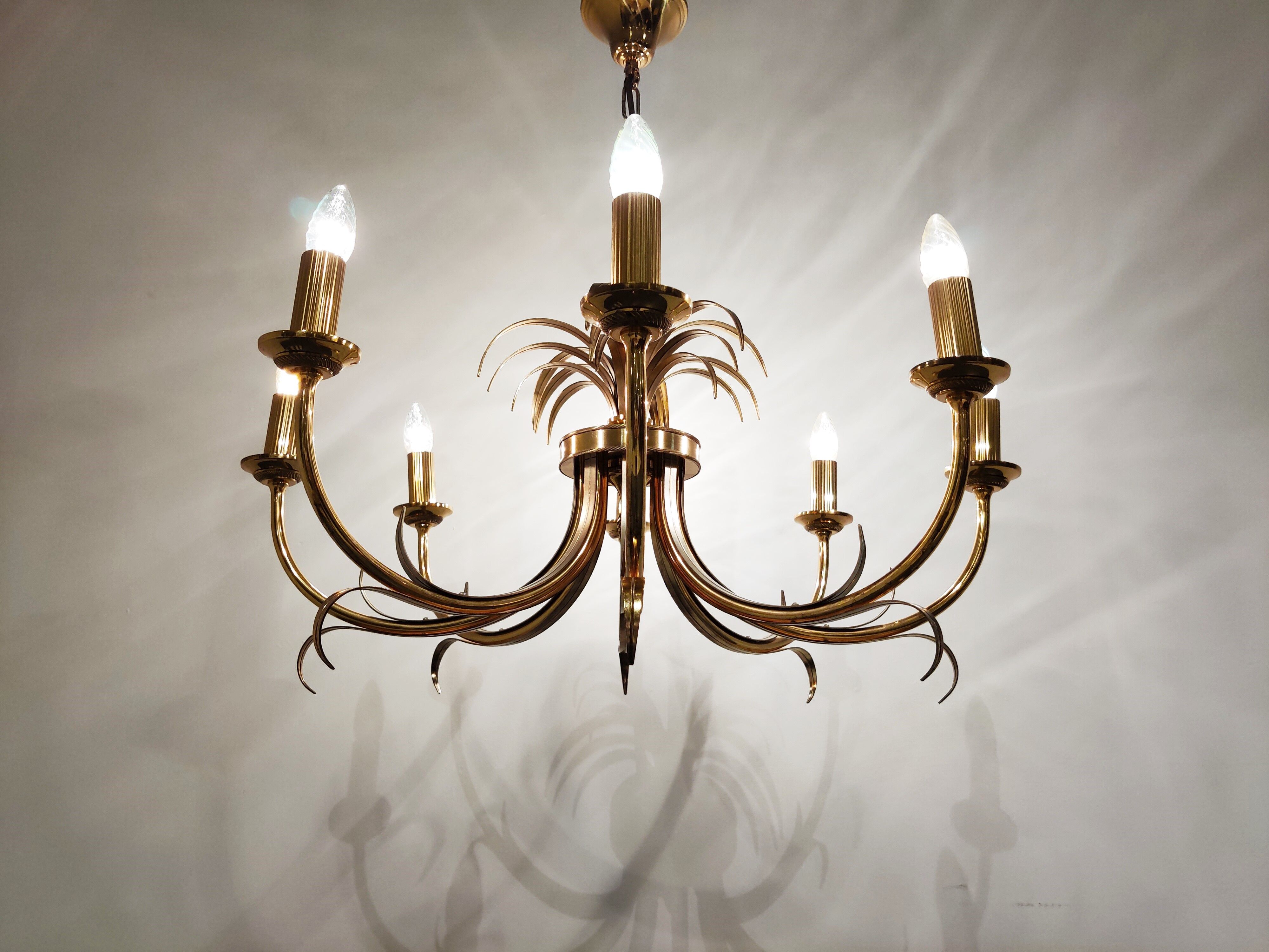 Brass pineapple chandelier, 1970s