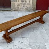 Pair of oak monastic community benches, France, early 20th century