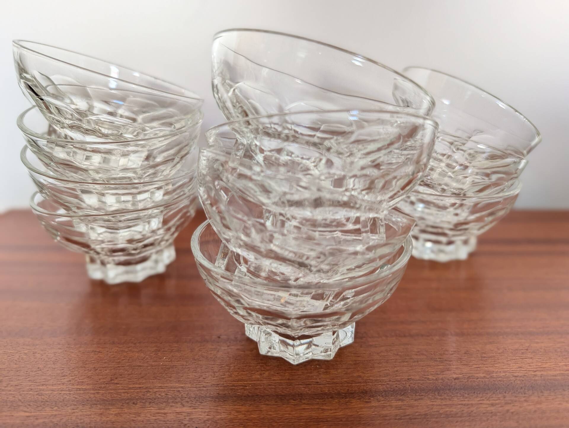 11 French moulded glass cups – 1970s