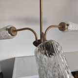 3-light glass globe chandelier, known as "tulip" glass.