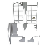 Headboard from the 1930s for a 160 bed in pearl gray patinated solid oak