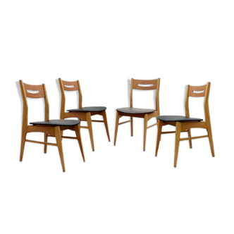 Renovated vintage Scandinavian teak and skaï 1960 chairs
