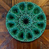 Antique green majolica oyster dish – Sarreguemines