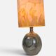 1970s table lamp in ceramic, signed, with a hand-painted silk shade.
