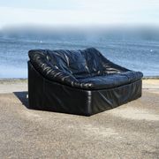 De Pas, D'Urbino and Lomazzi sofa, France, 1980s, black leather, Cinna