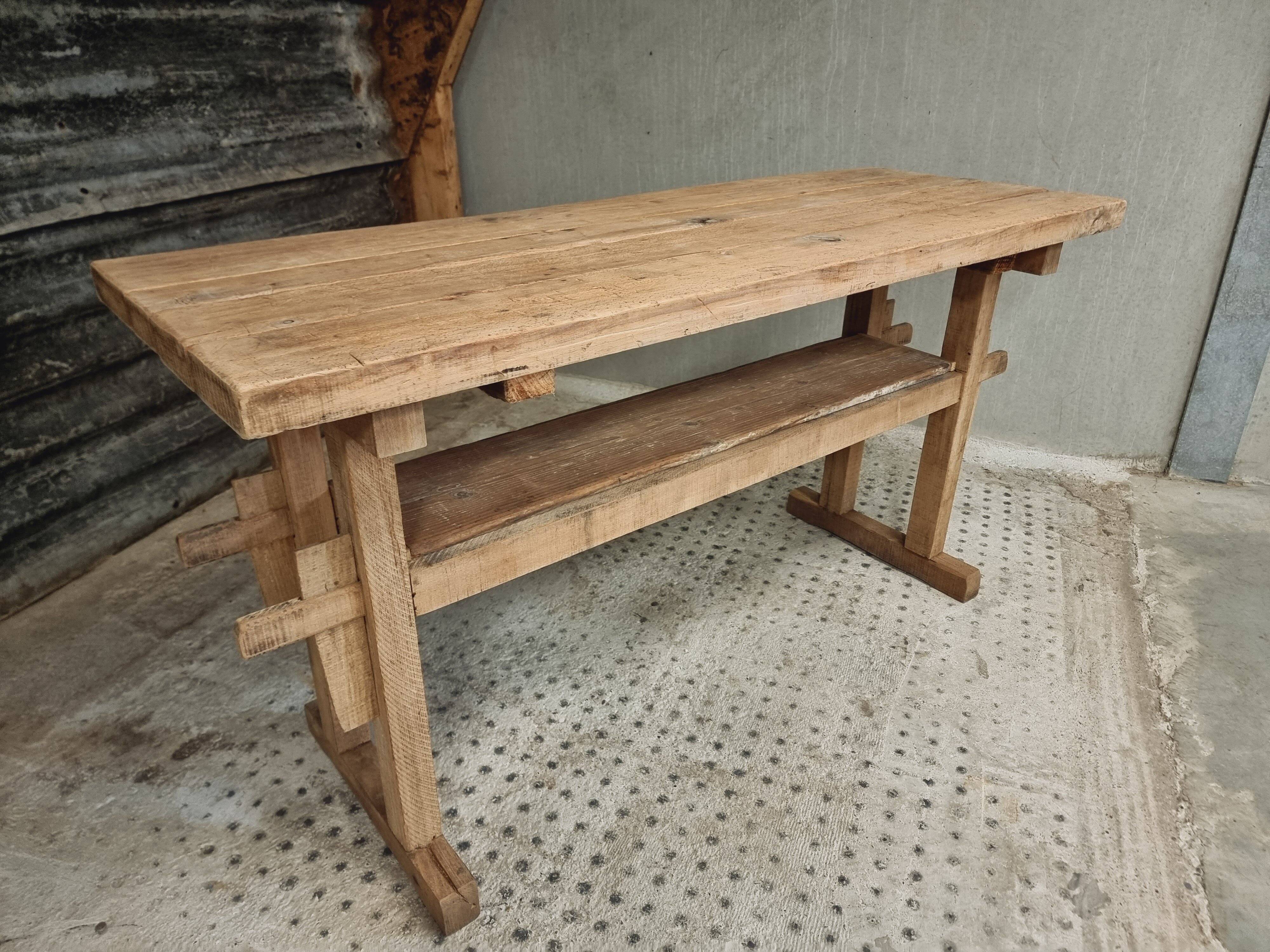 Old workbench side table bathroom furniture oak/beech 60x160cm