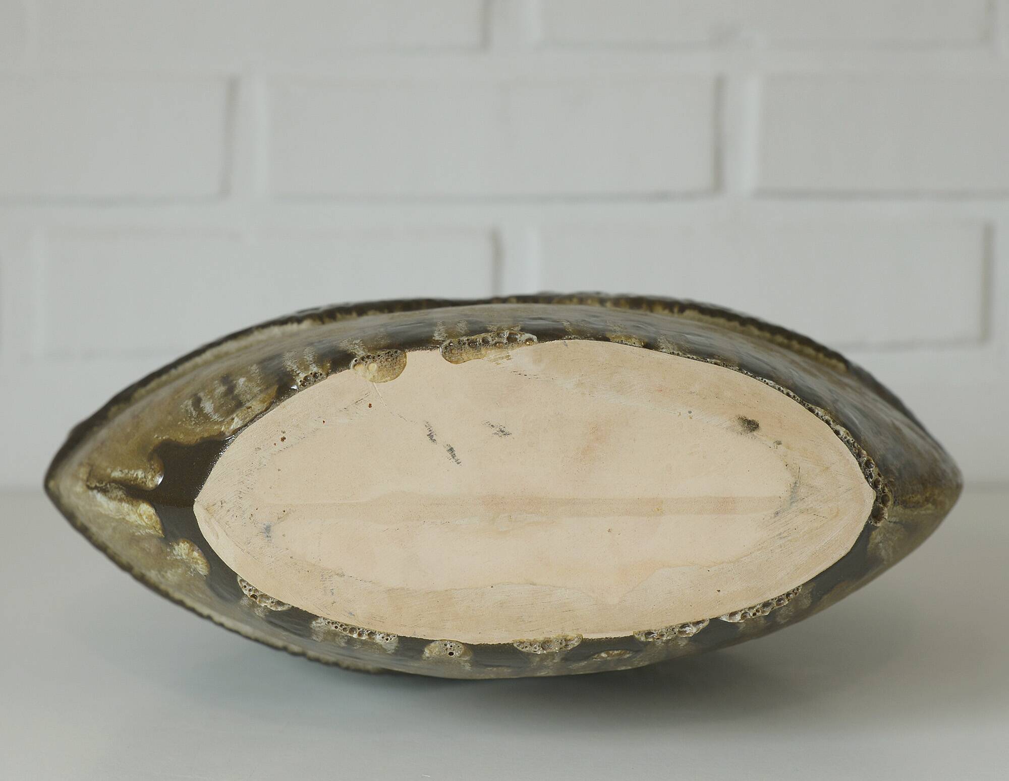 Vintage ceramic floor pampas grass vase brown fat lava pottery Germany 70's